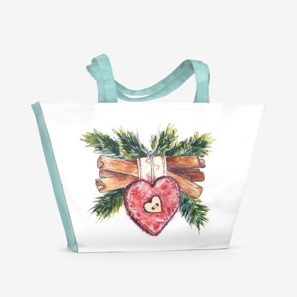 Пляжная сумка «Рождественское украшение с палочками корицы»