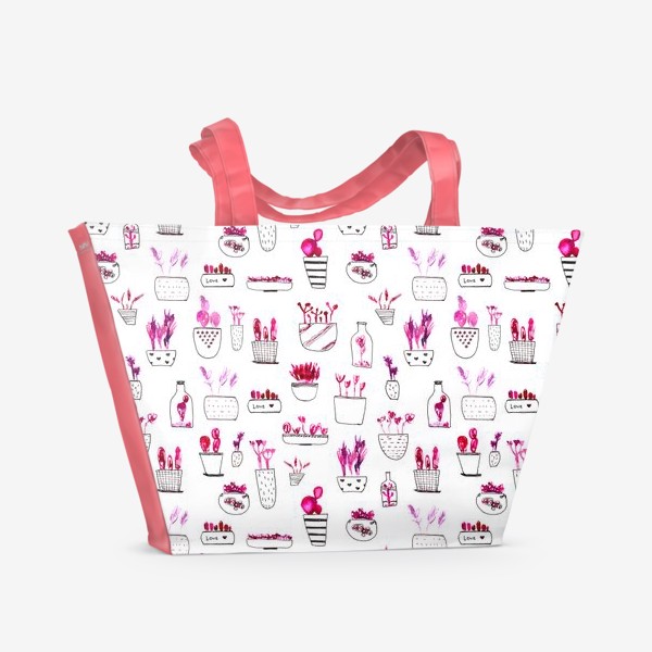 Пляжная сумка «Розовые кактусы»