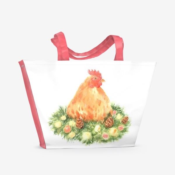Пляжная сумка «Новогодняя наседка»