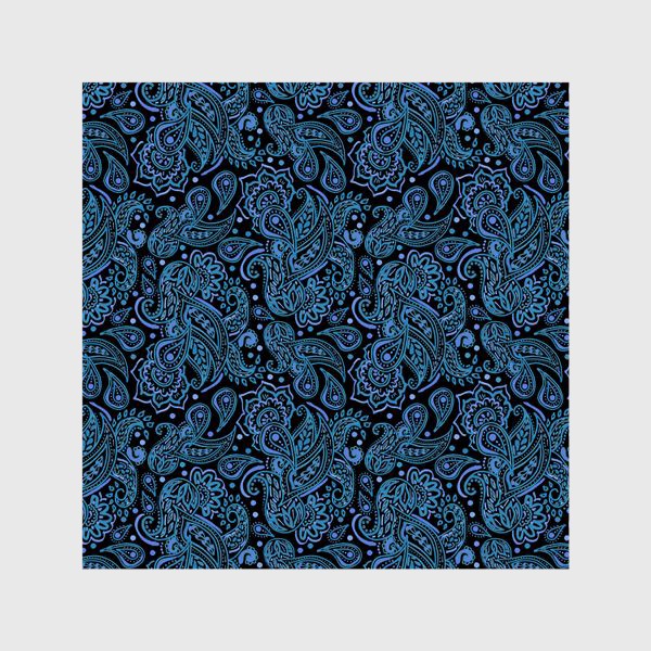 Шторы «Синий акварельный узор пейсли»