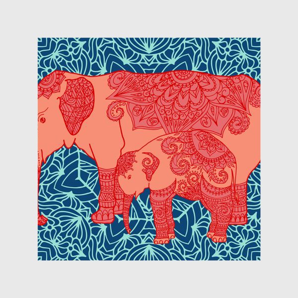 Шторы &laquo;Индийский слон и слоненок&raquo;
