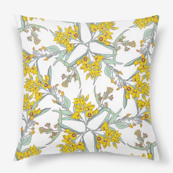 Подушка «Полевые цветы. Желтое на белом»