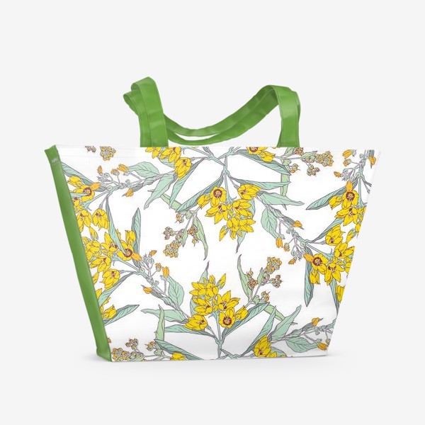 Пляжная сумка &laquo;Полевые цветы. Желтое на белом&raquo;