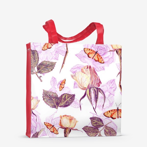 Сумка-шоппер «Винтажные розы и бабочки»