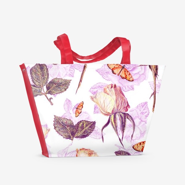 Пляжная сумка «Винтажные розы и бабочки»