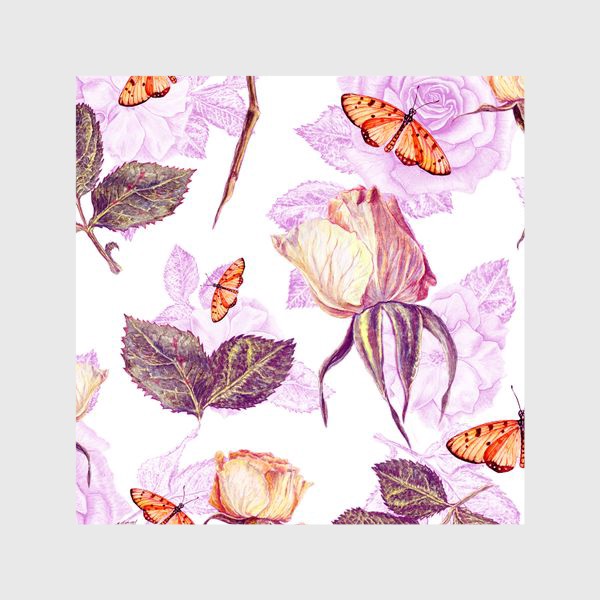 Шторы «Винтажные розы и бабочки»