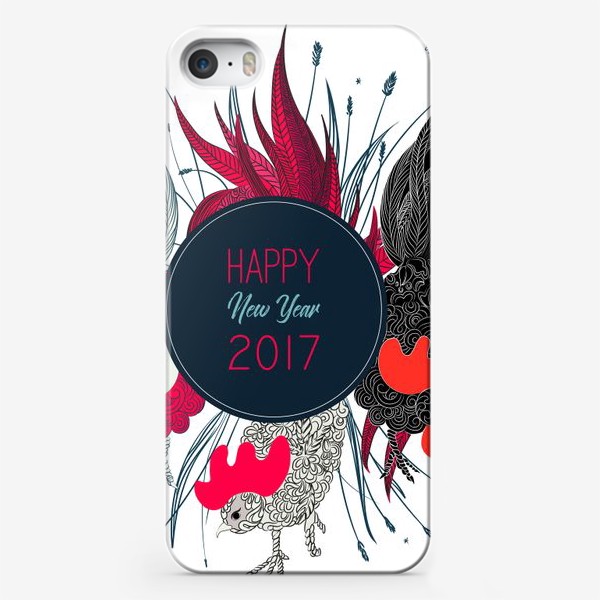 Чехол iPhone «3 петушка 2017»