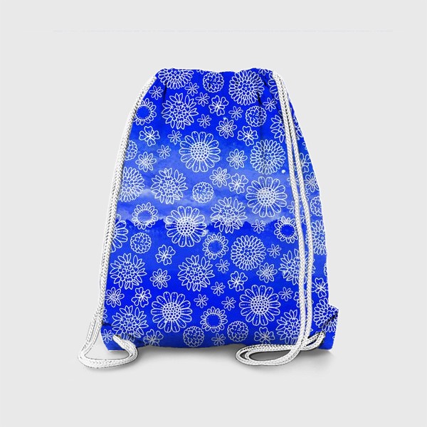 Рюкзак «белое на голубом. цветочный паттерн »