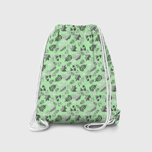 Рюкзак «Листья на фоне зеленой патины. Паттерн»