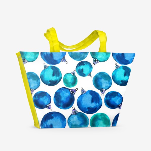 Пляжная сумка «Новогодние шары акварель»