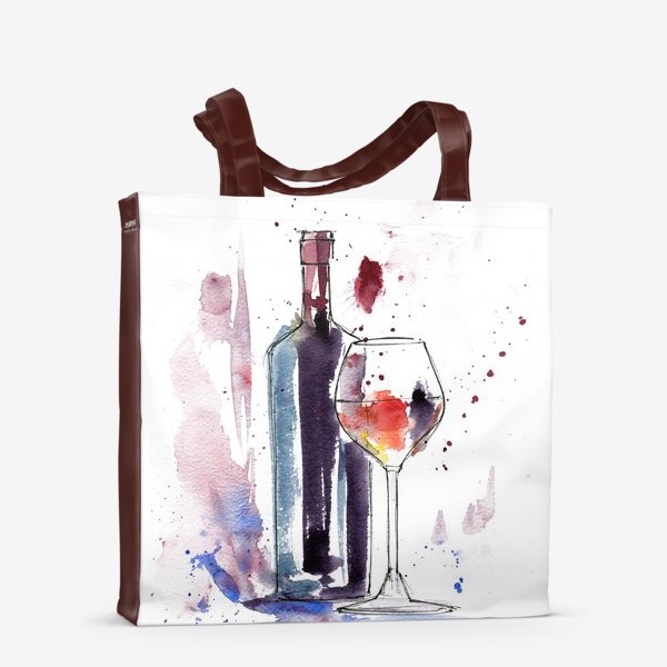 Сумка-шоппер «Бутылка красного вина с фужером»