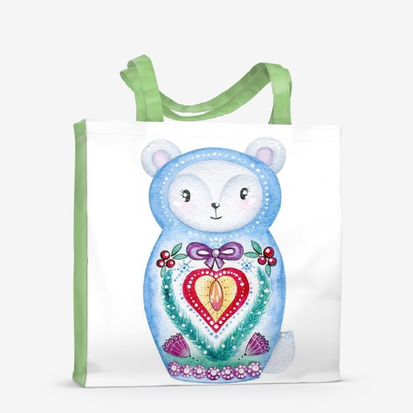 Сумка-шоппер «Белый медвежонок с сердцем»