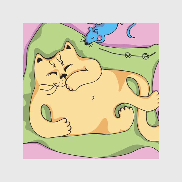 Скатерть «Спящий котик с мышкой»