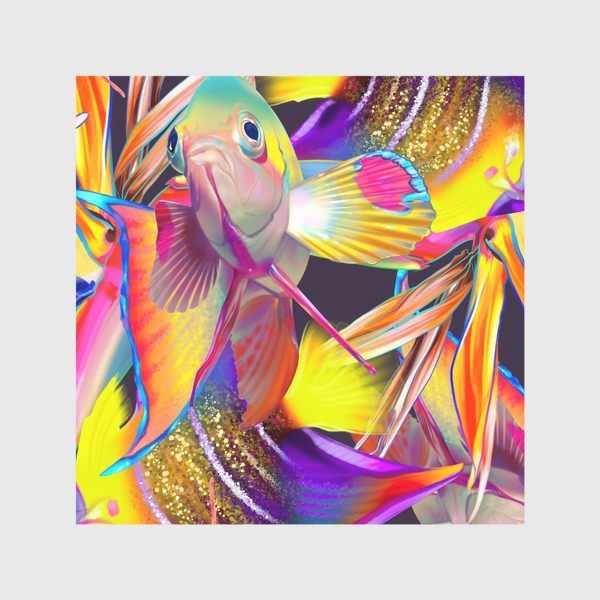 Скатерть «Рыбки и тропические цветы, стрелиция»