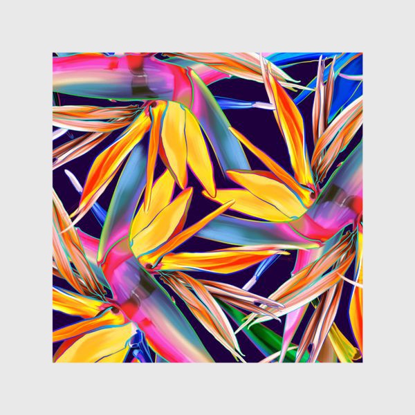 Шторы «Тропические цветы, стрелиция»