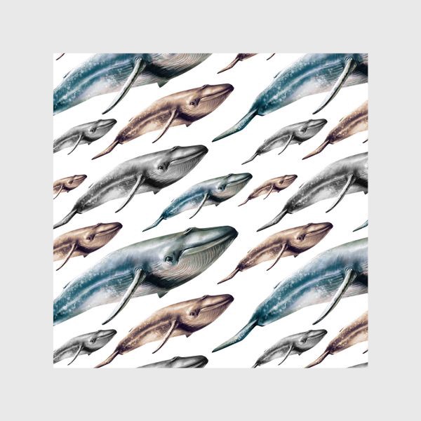 Шторы «Паттерн с китами»