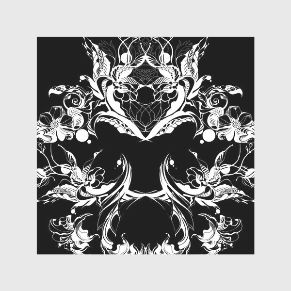 Скатерть «Абстрактные цветы на черном фоне»