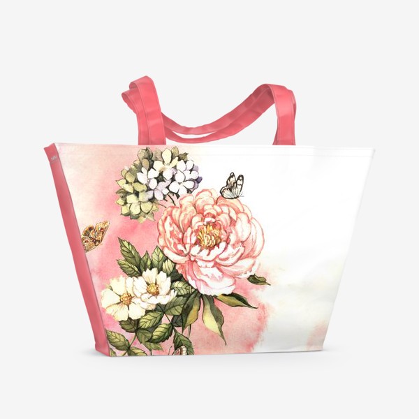 Пляжная сумка «Нежные акварельные цветы»