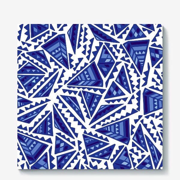 Холст «Синий геометрический орнамент»