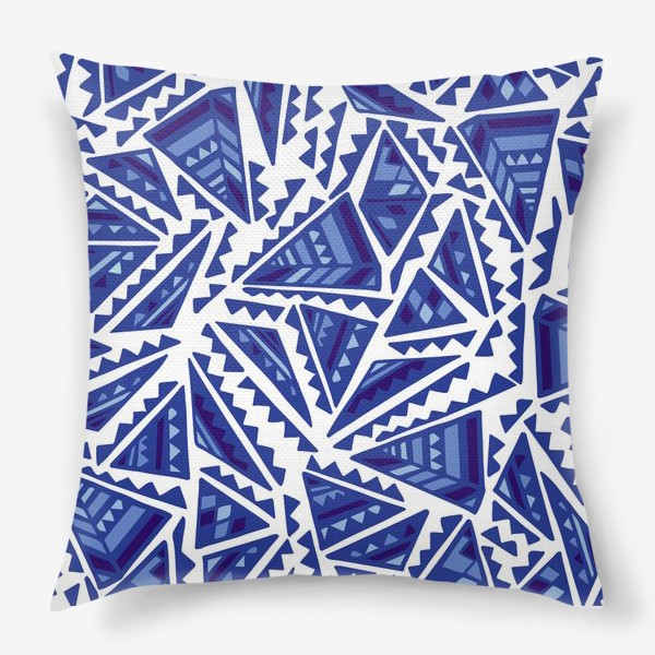 Подушка «Синий геометрический орнамент»