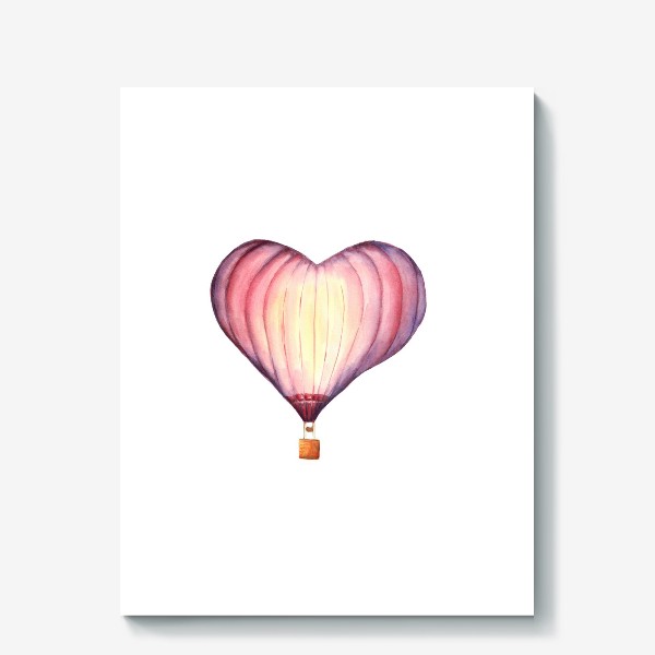 Холст &laquo;Акварельный воздушный шар в форме сердца&raquo;