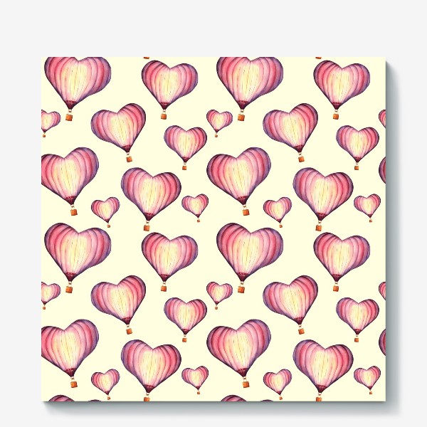 Холст &laquo;Паттерн с воздушными шарами в форме сердца на ванильном фоне&raquo;