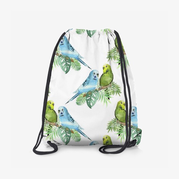 Рюкзак «Тропический узор с попугаями. Акварель.»