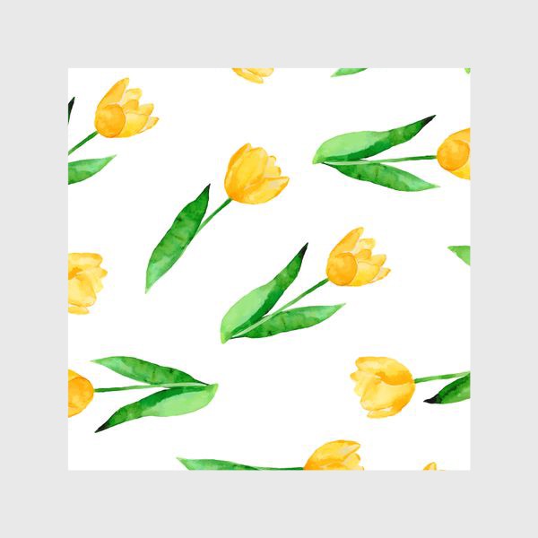 Шторы «Желтые тюльпаны. Акварельный узор.»