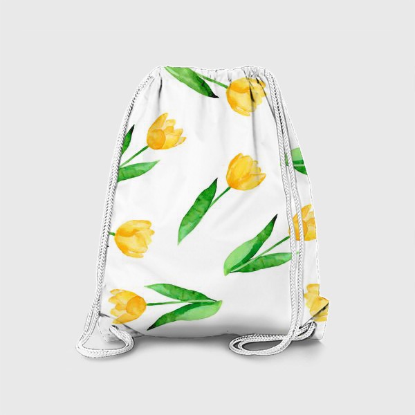 Рюкзак «Желтые тюльпаны. Акварельный узор.»