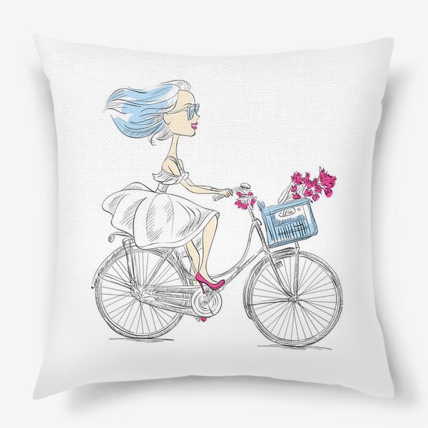 Подушка «девушка на велосипеде »