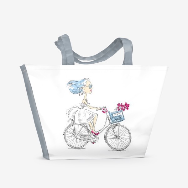 Пляжная сумка &laquo;девушка на велосипеде &raquo;