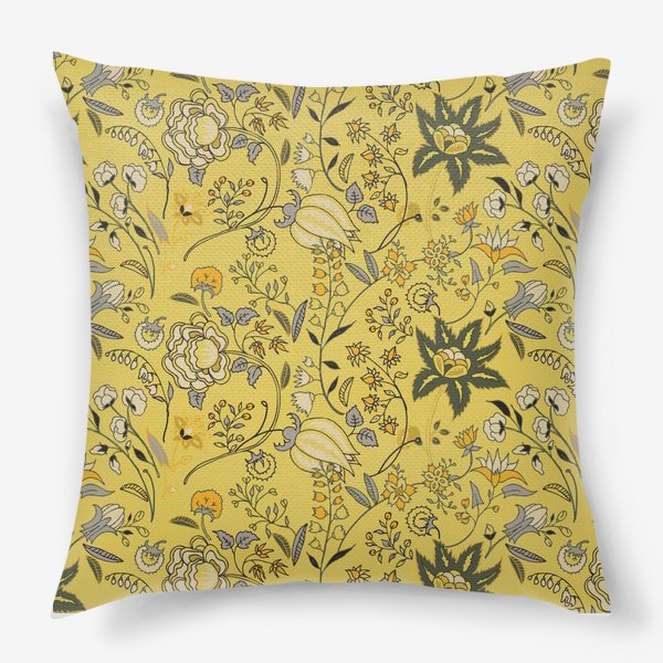 Подушка «Паттерн с желтыми абстрактными цветами»