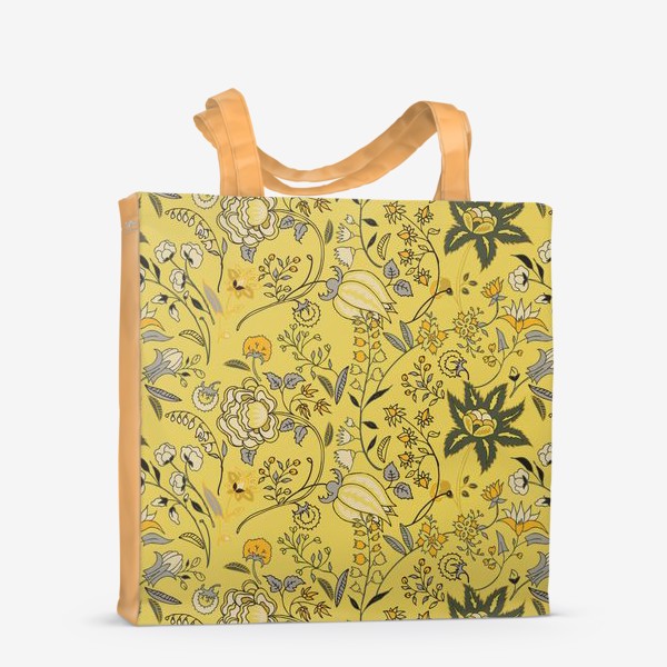 Сумка-шоппер «Паттерн с желтыми абстрактными цветами»