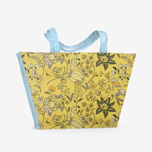 Пляжная сумка &laquo;Паттерн с желтыми абстрактными цветами&raquo;