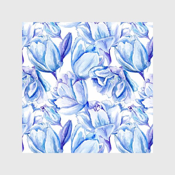 Шторы «Акварельные голубые тюльпаны»