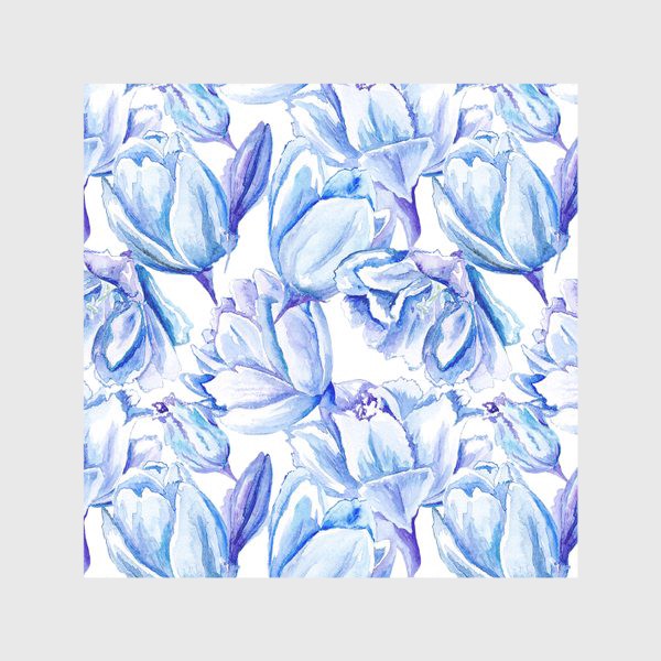 Скатерть «Акварельные голубые тюльпаны»