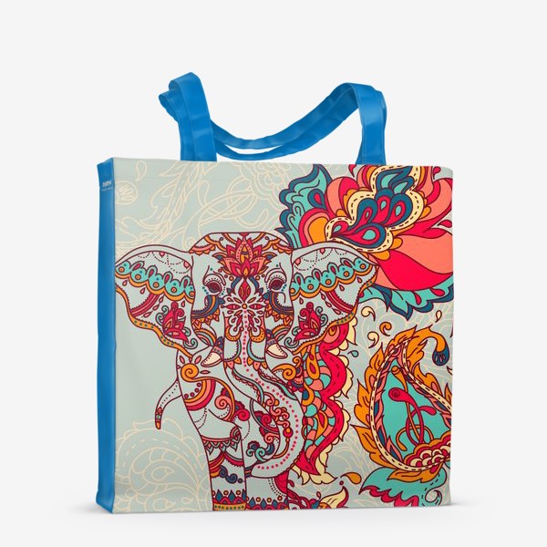 Сумка-шоппер &laquo;Индийский слон и яркий орнамент&raquo;