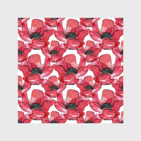 Скатерть «Красные Маки. Акварельная иллюстрация. Red Poppy flowers»