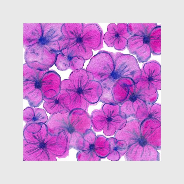 Шторы «Букет - Фиалки. Акварельная иллюстрация. Watercolor Violet flowers»