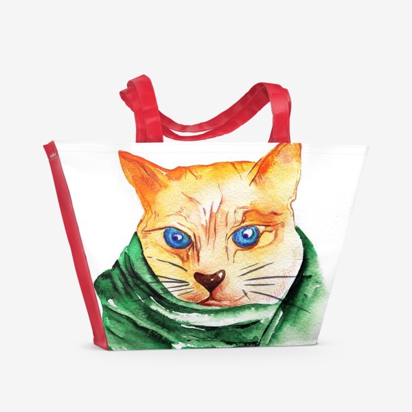 Пляжная сумка «Кот в шарфе»