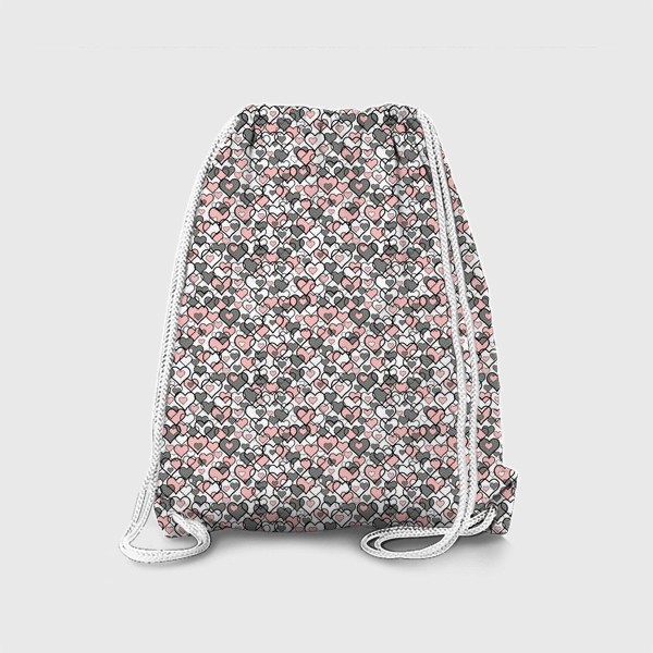 Рюкзак «Паттерн с розовыми и серыми сердечками»