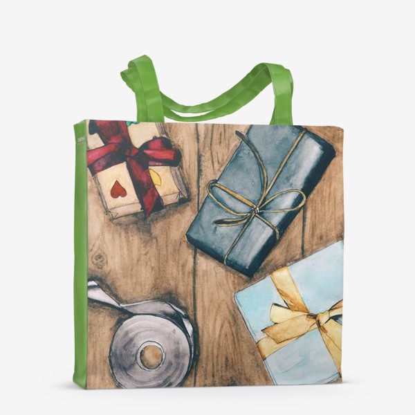 Сумка-шоппер «Подарки, коробочки с бантиками»
