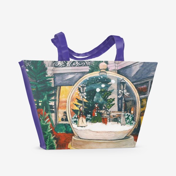 Пляжная сумка «Снежный шар, рождество»