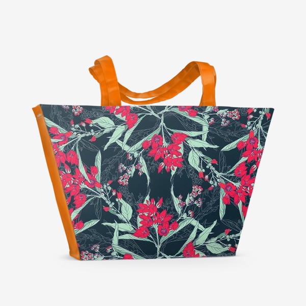 Пляжная сумка &laquo;Полевые цветы. Малиновый&raquo;