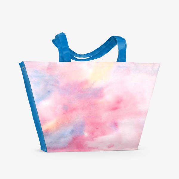 Пляжная сумка «Акварельная абстракция в пурпурных, розовых, синих и желтых цветах»