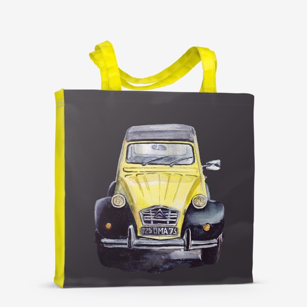 Сумка-шоппер «Жёлтый ретро автомобиль на тёмном фоне»