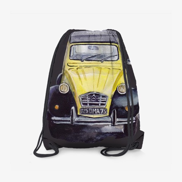 Рюкзак «Жёлтый ретро автомобиль на тёмном фоне»