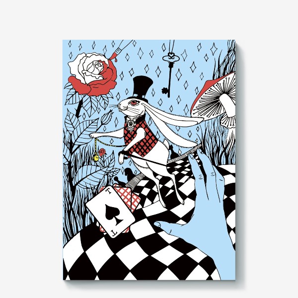Холст &laquo;Иллюстрация к сказке Алиса в стране Чудес "Кролик с карманными часами"&raquo;