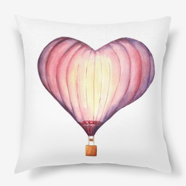 Подушка «Акварельный воздушный шар в форме сердца»