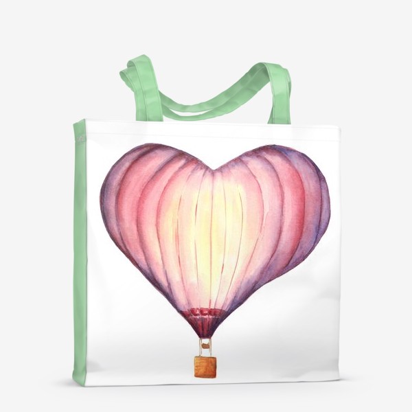 Сумка-шоппер &laquo;Акварельный воздушный шар в форме сердца&raquo;